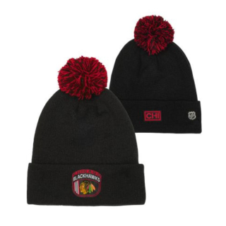 NHL Zimná Čiapka DRAFT BEANIE CUFF WITH POM Chicago Blackhawks Junior