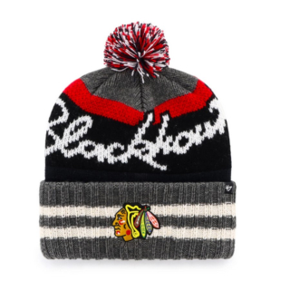 47 BRAND Zimná Čiapka HYPERBOLIC CUFF KNIT W/POM Chicago Blackhawks One Size